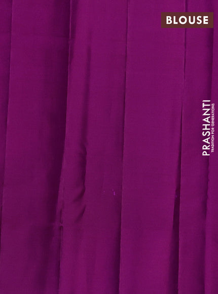Pure kanchipuram silk saree purple with allover zari woven brocade weaves and parrot design zari woven border