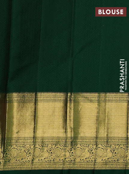 Pure kanchipuram silk saree maroon and green with allover zari woven brocade weaves and long zari woven border