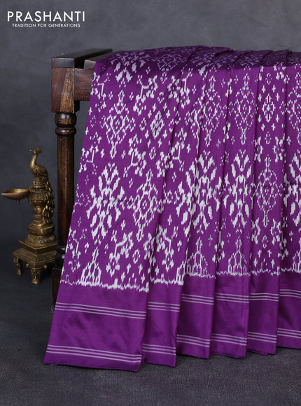 Pochampally silk saree purple with allover ikat weaves and rettapet border