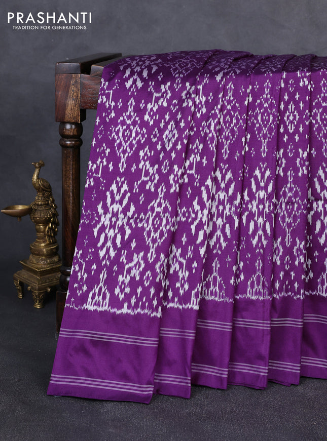Pochampally silk saree purple with allover ikat weaves and rettapet border