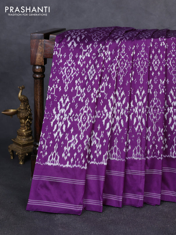 Pochampally silk saree purple with allover ikat weaves and rettapet border