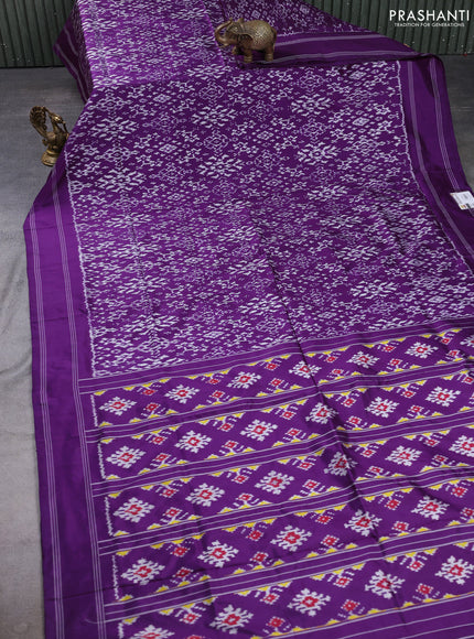 Pochampally silk saree purple with allover ikat weaves and rettapet border
