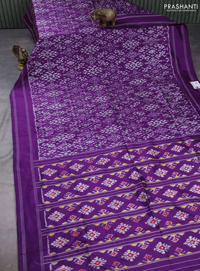 Pochampally silk saree purple with allover ikat weaves and rettapet border