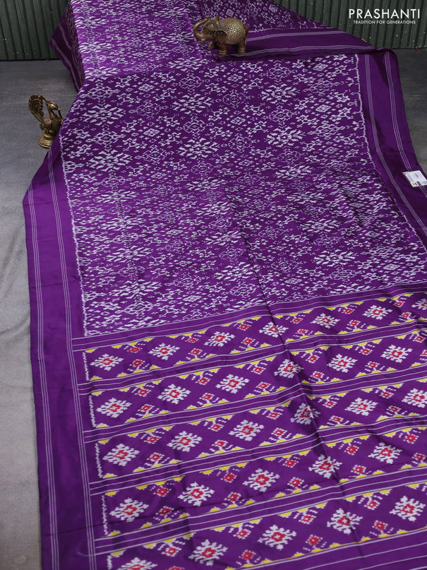 Pochampally silk saree purple with allover ikat weaves and rettapet border