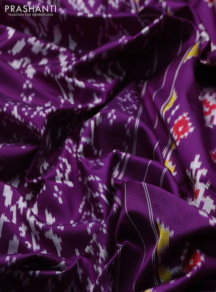 Pochampally silk saree purple with allover ikat weaves and rettapet border