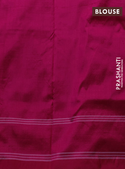 Pochampally silk saree cs blue and pink with allover ikat weaves and rettapet border