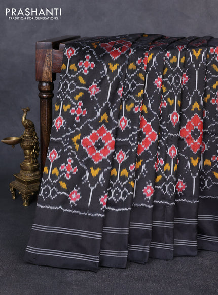 Pochampally silk saree black with allover ikat weaves and rettapet border