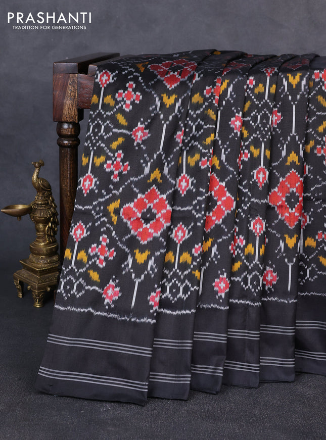 Pochampally silk saree black with allover ikat weaves and rettapet border