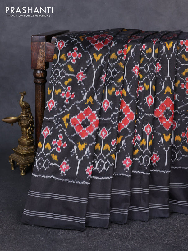 Pochampally silk saree black with allover ikat weaves and rettapet border