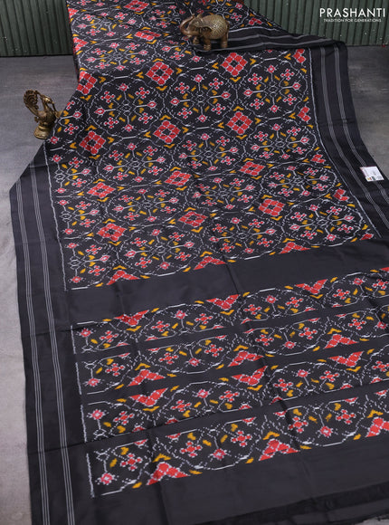 Pochampally silk saree black with allover ikat weaves and rettapet border
