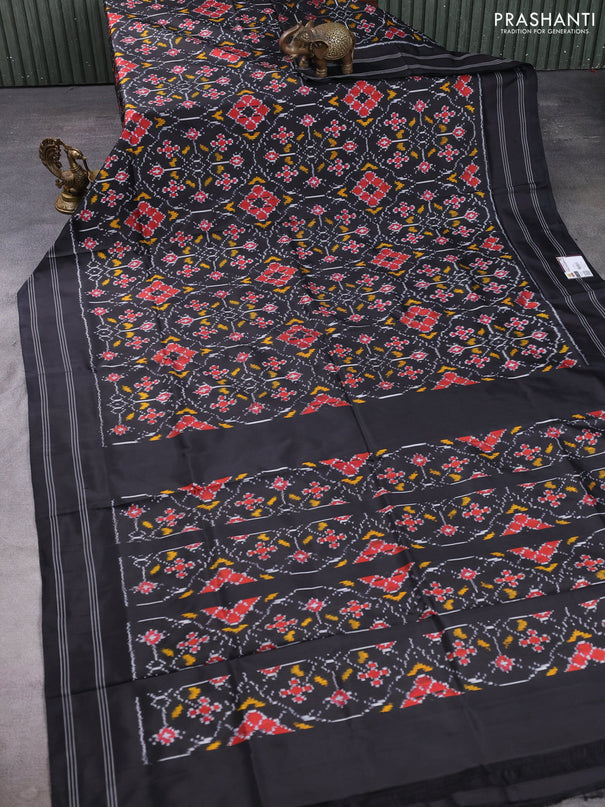 Pochampally silk saree black with allover ikat weaves and rettapet border