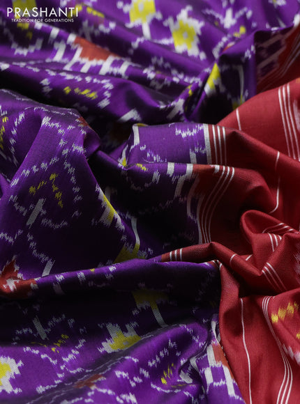 Pochampally silk saree violet and red with allover ikat weaves and rettapet border