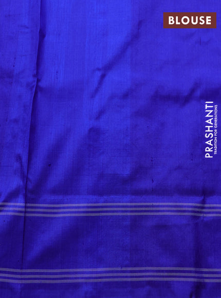 Pochampally silk saree purple and royal blue with allover ikat weaves and rettapet border