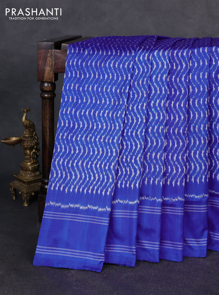 Pochampally silk saree royal blue with allover ikat weaves and rettapet border
