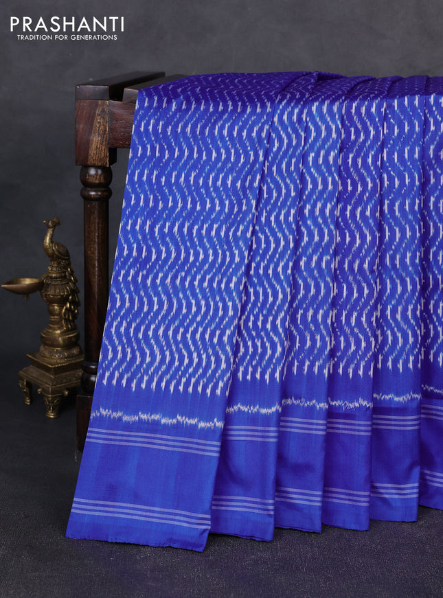 Pochampally silk saree royal blue with allover ikat weaves and rettapet border