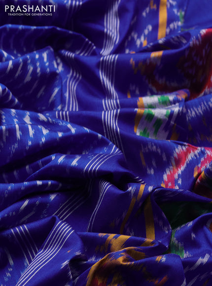 Pochampally silk saree royal blue with allover ikat weaves and rettapet border
