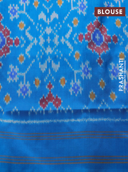Pochampally silk saree purple and cs blue with allover ikat weaves and rettapet border