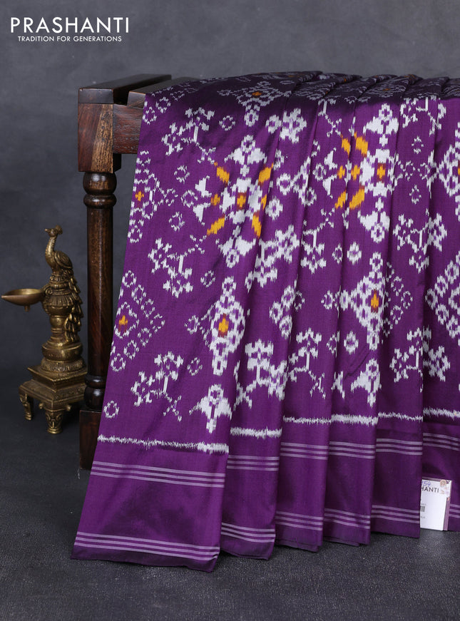 Pochampally silk saree purple with allover ikat weaves and rettapet border