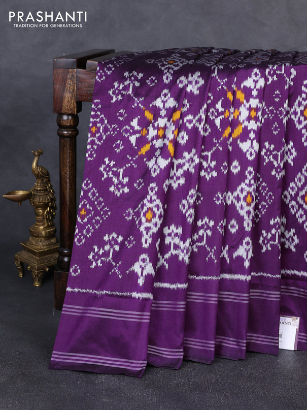 Pochampally silk saree purple with allover ikat weaves and rettapet border