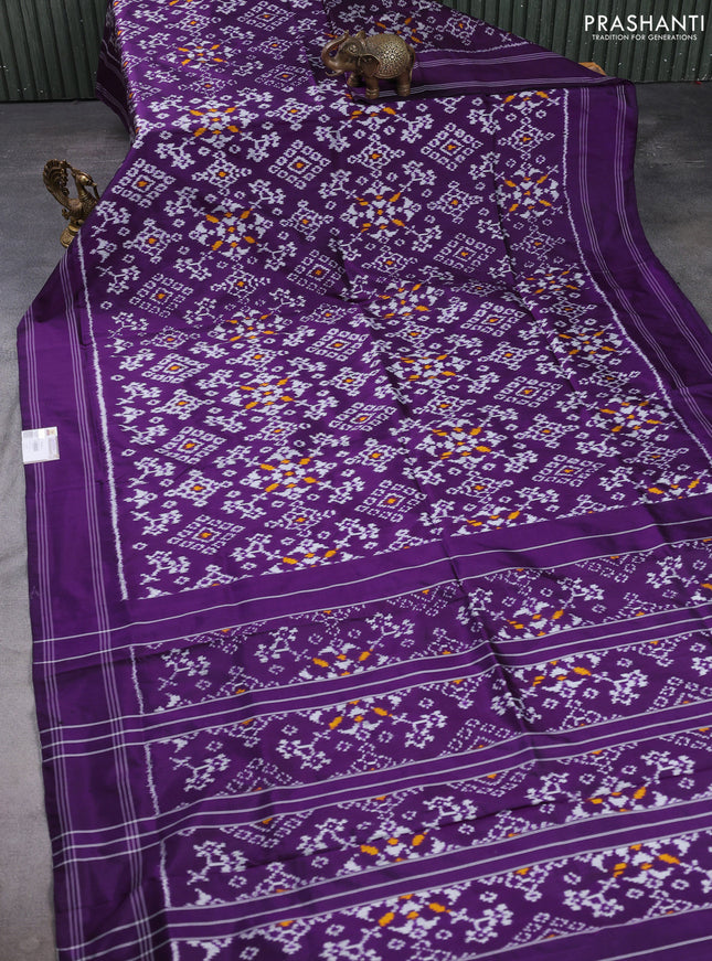 Pochampally silk saree purple with allover ikat weaves and rettapet border