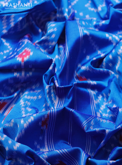 Pochampally silk saree cs blue with allover ikat weaves and ikat woven border