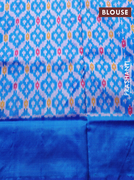 Pochampally silk saree cs blue with allover ikat weaves and ikat woven border