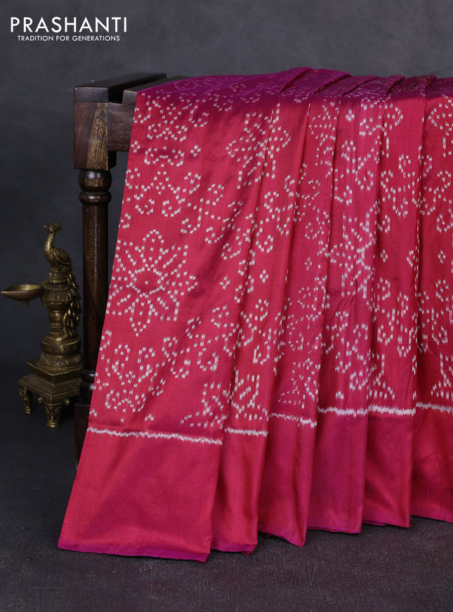 Pochampally silk saree pink shade with allover ikat weaves and simple border