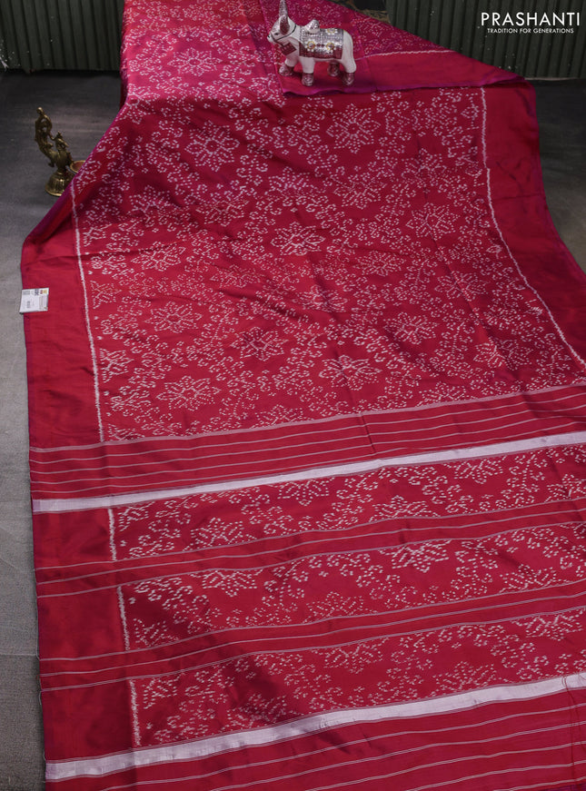 Pochampally silk saree pink shade with allover ikat weaves and simple border
