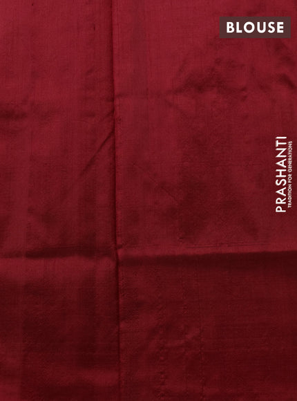 Pochampally silk saree green shade and red with allover ikat weaves and simple border