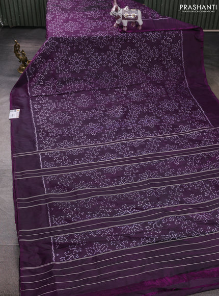 Pochampally silk saree deep purple with allover ikat weaves and simple border
