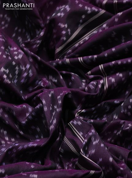 Pochampally silk saree deep purple with allover ikat weaves and simple border