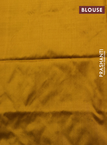 Pochampally silk saree pink and mustard yellow with plain body and long ikat woven border