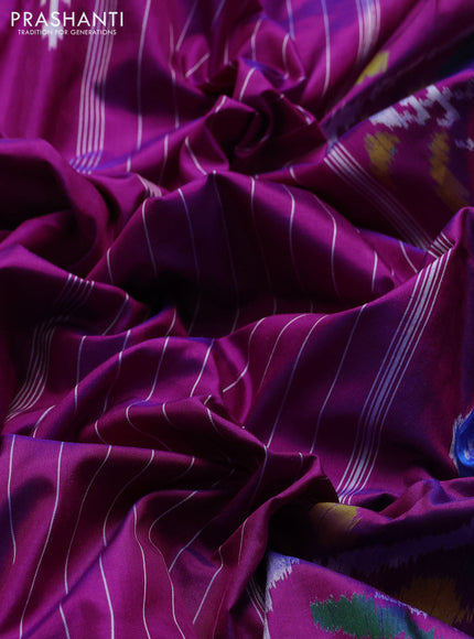 Pochampally silk saree pink with plain body and long ikat woven border
