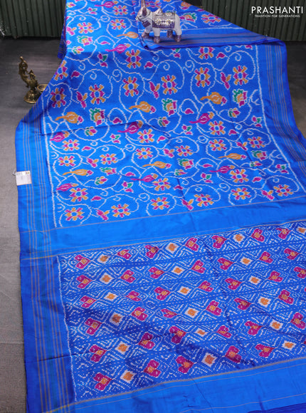 Pochampally silk saree cs blue with allover ikat weaves and woven border