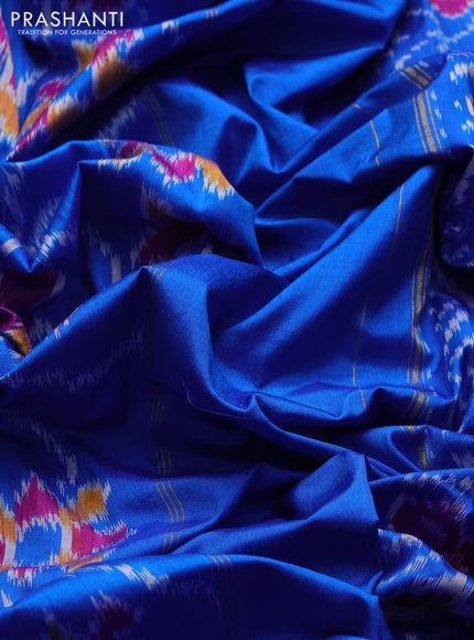Pochampally silk saree cs blue with allover ikat weaves and woven border