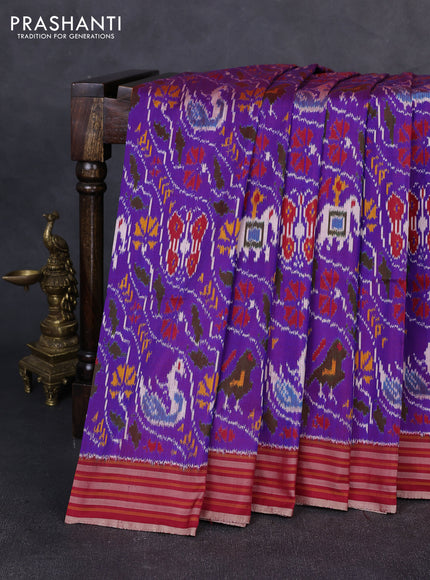 Pochampally silk saree purple and maroon with allover ikat weaves and woven border
