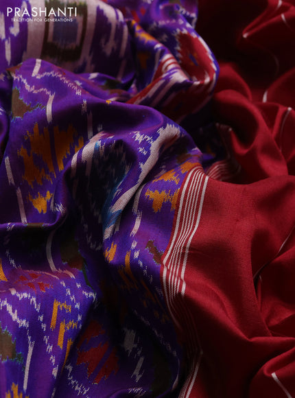 Pochampally silk saree purple and maroon with allover ikat weaves and woven border