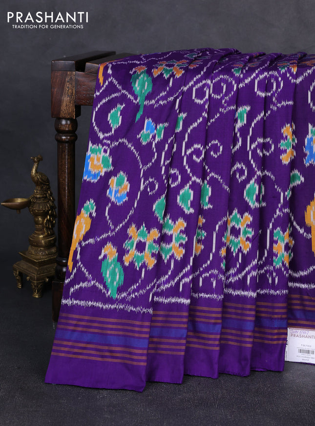 Pochampally silk saree violet with allover ikat weaves and woven border