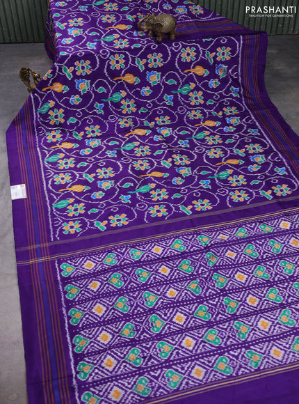Pochampally silk saree violet with allover ikat weaves and woven border