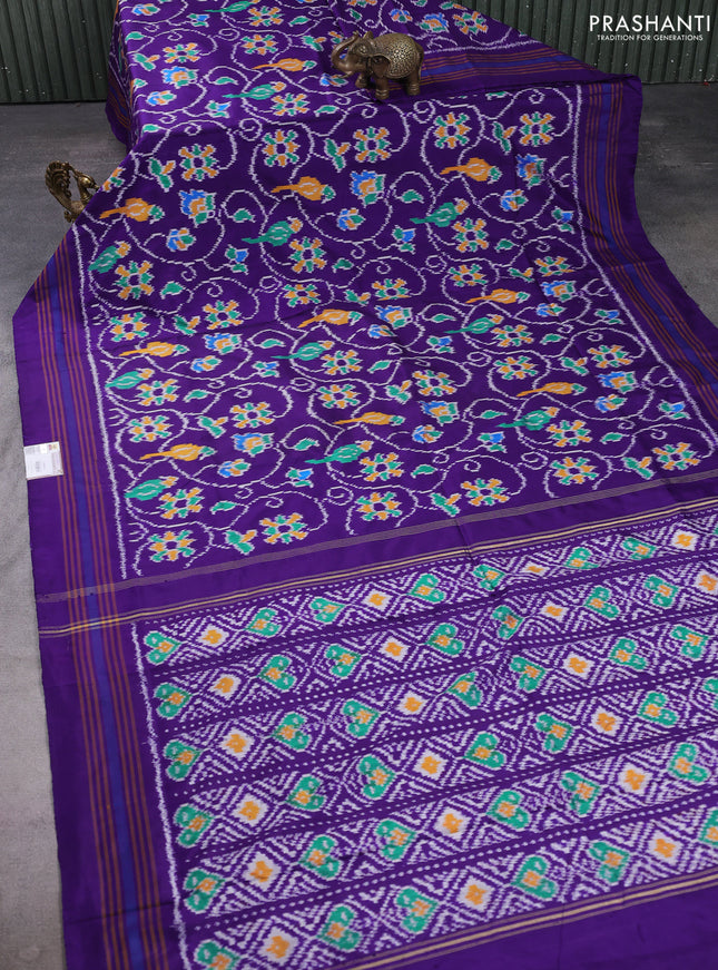 Pochampally silk saree violet with allover ikat weaves and woven border