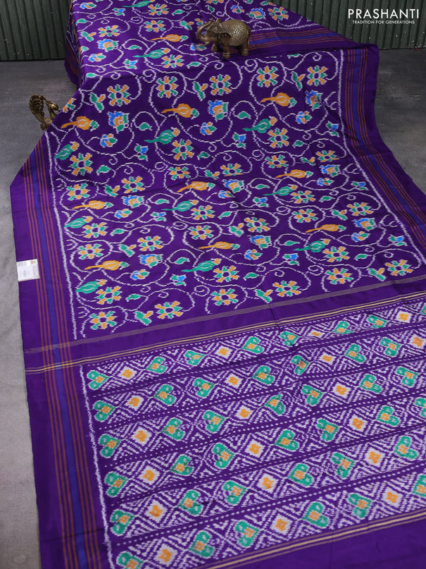 Pochampally silk saree violet with allover ikat weaves and woven border