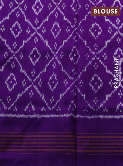 Pochampally silk saree red shade and violet with allover ikat woven buttas and ikat woven border