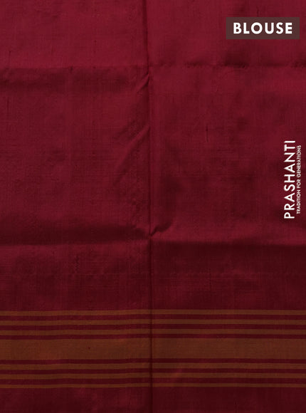 Pochampally silk saree cream olive green and red with allover ikat weaves and woven border