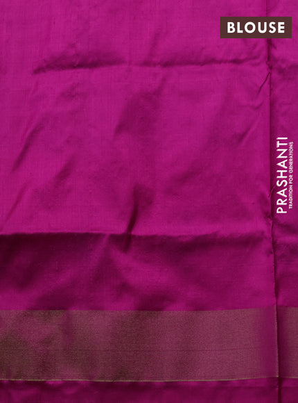 Pochampally silk saree blue shade and pink with allover ikat woven buttas and ikat zari woven border