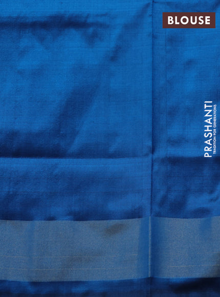 Pochampally silk saree pink and cs blue with allover ikat woven buttas and zari woven border