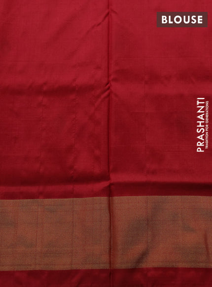 Pochampally silk saree mango yellow and red with allover ikat weaves and zari woven border