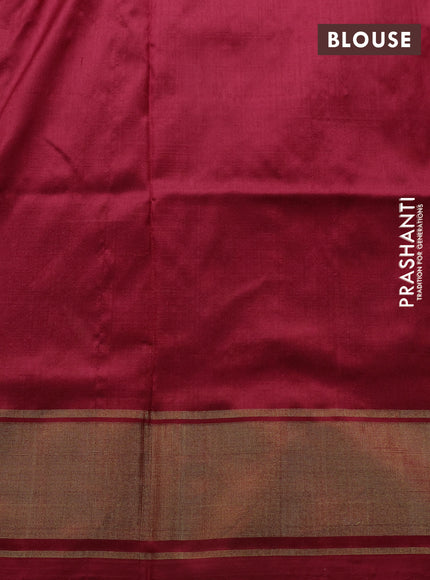 Pochampally silk saree maroon with allover ikat weaves and zari woven border