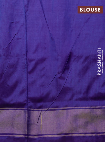Pochampally silk saree black and royal blue with allover ikat weaves and zari woven border