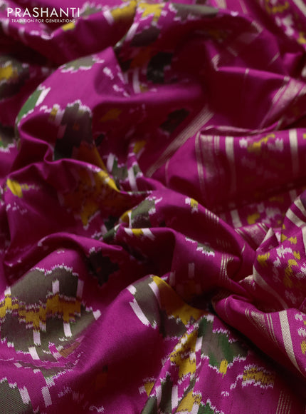 Pochampally silk saree pink with allover ikat weaves and zari woven border