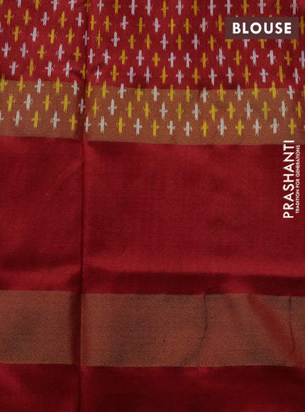 Pochampally silk saree blue and red  with allover ikat woven buttas and long rettapet zari ikat woven border